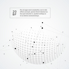 Poster - Vector halftone spheres with world globe and connect concept design illustration