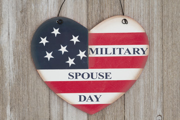 Canvas Print - Retro Military Spouse Day heart sign on weathered wood