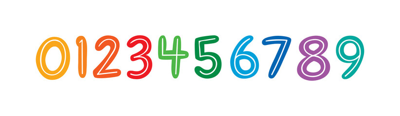 Wall Mural - hand drawing colorful numbers