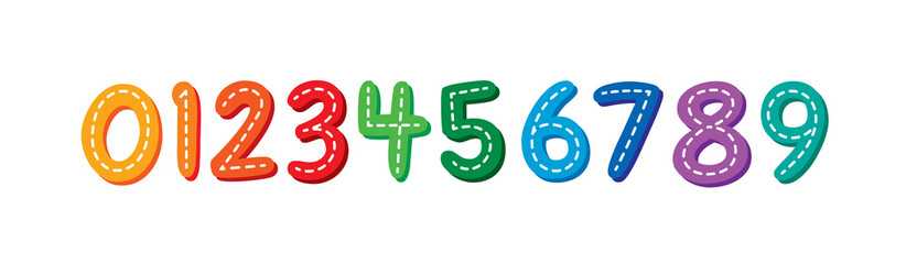 Wall Mural - hand drawing colorful seamy numbers vector