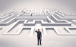 © ra2 studio - Businessman getting ready to enter a 3D flat labyrinth concept
