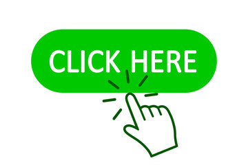 Wall Mural - click here button with hand pointer clicking. click here web button. isolated website buy or registe