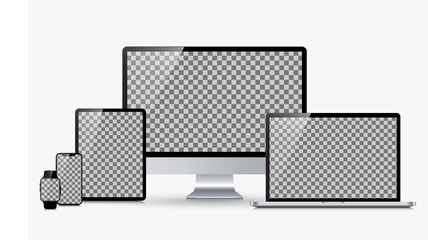 Poster - Set technology devices with transparent display - stock vector