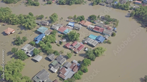 Fotomural Aerial view of flood in Thailand.