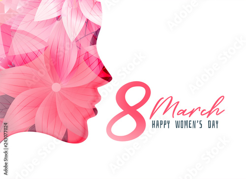 women's day poster with girl face made with flower Poster Mural XXL