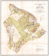 Fototapete - Old Map of the Island of Hawaii 1901, Land Office