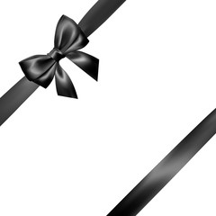 set of realistic black bow with black ribbon. element for decoration gifts, greetings, holidays, val