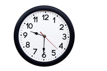 Time Concept With Black Clock At Half Past Nine Am Or Pm