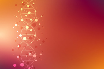 DNA strand and molecular structure. Genetic engineering or laboratory research. Background texture for medical or scientific and technological design.