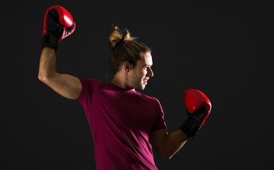 Sport man with boxing gloves