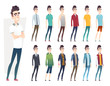 © Vector_Vision - Young man clothes collection. Guy in different clothes styles.