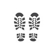 © sabelskaya - Vector abstract human boot, or sneakers shoe footprint icon. Black silhoette of footwear footmarks. Hiking equipment or army outdoor footwear. Isolated illustration