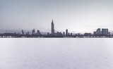 Fototapeta Londyn - Ice road and cold city 