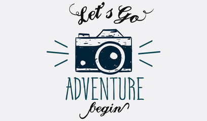 Wall Mural - Lets go adventure begin lettering logo sign