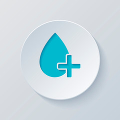 Wall Mural - drop of blood and medical cross. simple icon. Cut circle with gr