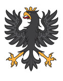 Fototapeta  - Heraldic black eagle with crown. Vector illustration