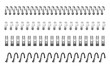 Realistic iron spiral. Notebook bind calendar spring notepad spiral ring note paper sheet iron wire. Metal binder vector templates