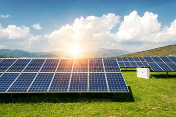 Solar panels, photovoltaics, alternative electricity source - concept of sustainable resources