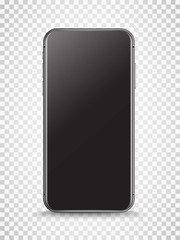 Aufkleber - 3d illustration of black smartphone with empty screen. Vector layered mockup for design