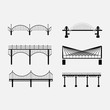 set of silhouette bridge icons bridges, suspension