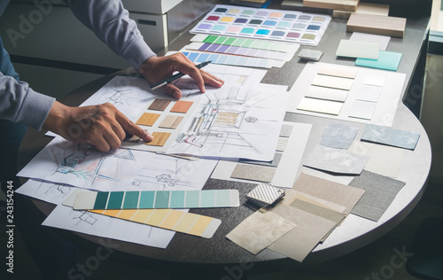 Architect Designer Interior Creative Working Hand Drawing