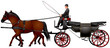 Fiacre carriage, horse drawn four-wheeled carriage for hire, Landau, Fiaker in Vienna realistic vector illustration