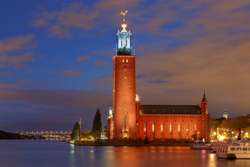 Wall Mural - Stockholm. City Hall on the sunset.