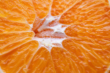 Juicy Orange Mandarin Slice Texture Macro, Food Background