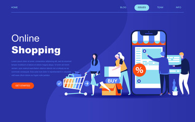 modern flat design concept of online shopping for website and mobile website development. landing pa
