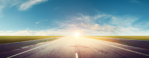 Wall Mural - panoramic road sunrise summer travel