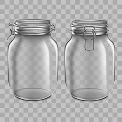 Canvas Print - Realistic 3d Detailed Glass Jar with Swing Top Set. Vector