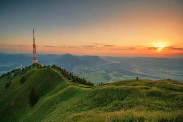 Wall Mural - Sonnenuntergang am Grünten, Allgäu