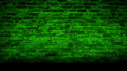 Wall Mural - brick wall, neon light, smoke. empty dark background with smoke, multicolored smoke.