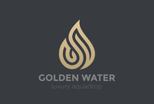 Water Droplet Logo Gold Drop Design Vector Aqua Fire Flame