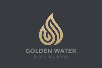 Wall Mural - Water Droplet Logo Gold Drop design vector Aqua Fire Flame