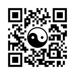smartphone readable qr code keep calm and balance with yin yang symbol
