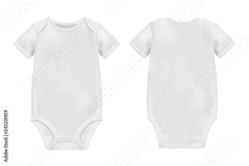 Download Vector Realistic White Blank Baby Bodysuit Template, Mock ...