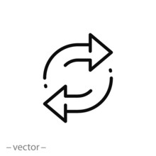 Double Reverse Arrow, Replace Icon, Exchange Linear Sign On White Background - Editable Vector Illustration Eps10