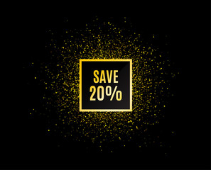 gold glitter banner. save 20% off. sale discount offer price sign. special offer symbol. christmas s