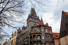Beautiful architecture of the buildings at Prague old town