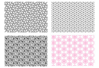 Wall Mural - Seamless flower pattern in linear style, vector