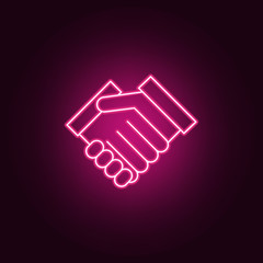 Sticker - handshake icon. Elements of Friendship in neon style icons. Simple icon for websites, web design, mobile app, info graphics