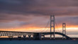 Sunrise at Mackinac Bridge in Michigan