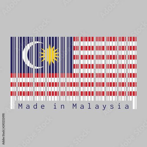 Barcode Set The Color Of Malaysian Flag In Blue Red White And