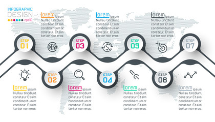 Wall Mural - Circle label infographic with step by steps.