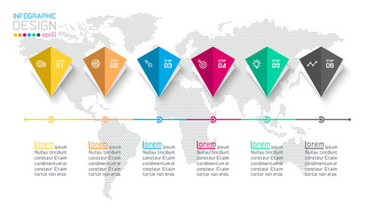 Wall Mural - Bar labels infographic with 6 steps.