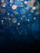 © artifex.orlova - Blurred bokeh light on dark blue background. Christmas and New Year holidays template. Abstract glitter defocused blinking stars and sparks. EPS 10