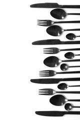 Poster - Set of black steel cutlery