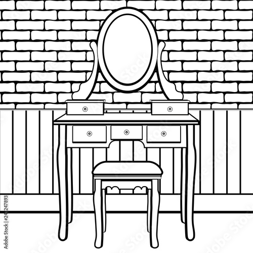 Dressing Table With Mirror Female Boudoir For Applying