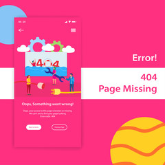 Wall Mural - 404 page missing mobile app ui illustration template
